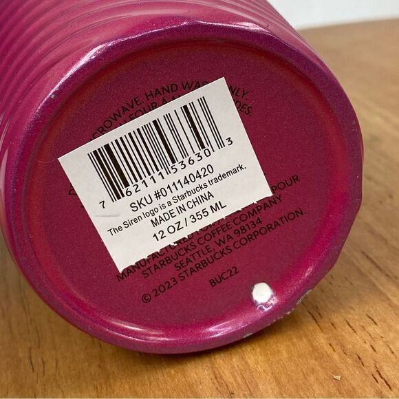 Starbucks Spring Petunia Ceramic Tumbler Cup Green Pink 12OZ - Picture 9 of 9